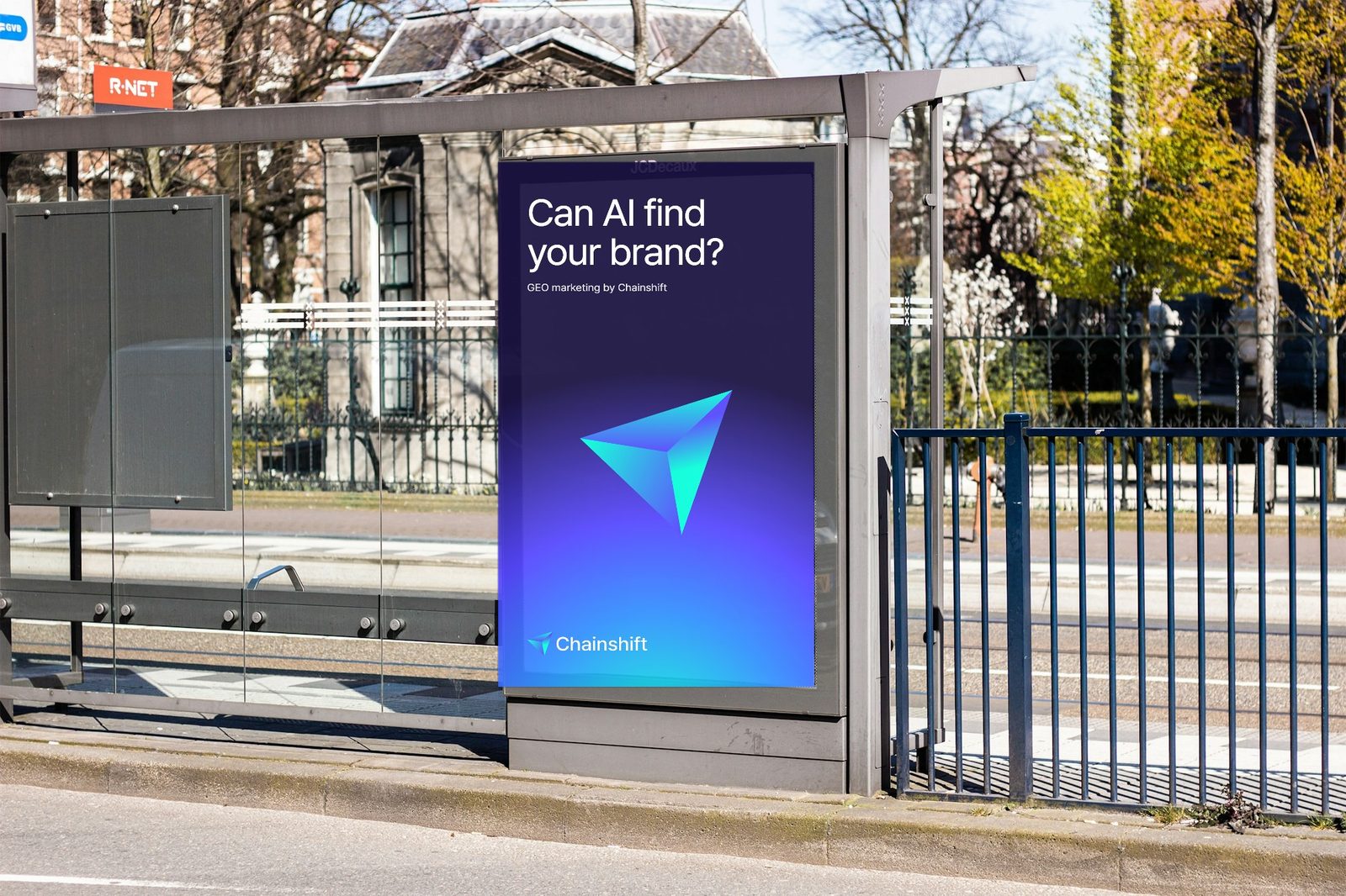 Chainshift poster at a bus shelter