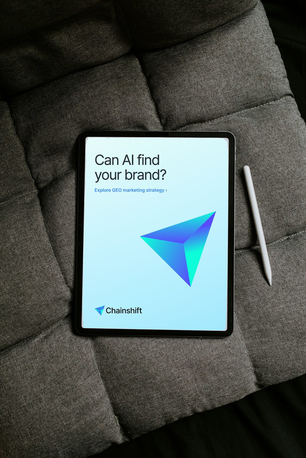 Chainshift landing page on a tablet